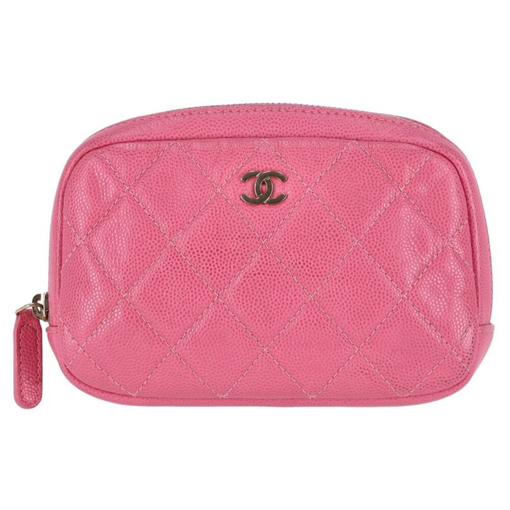 Chanel Classic Quilted Caviar Leather 'CC' Logo Cosmetic Case/Pouch